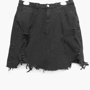 Shein Black Distressed Button Pockets Zip Short Skirt sz 0XL